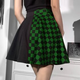 Grunge Checked A-Line Mini Skirt - Image 3
