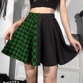 Grunge Checked A-Line Mini Skirt - Image 2