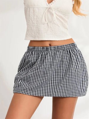 Plaid Bubble Mini Skirt - Image 4