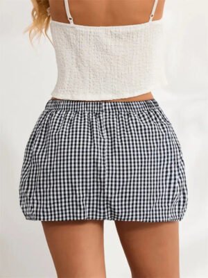 Plaid Bubble Mini Skirt - Image 2